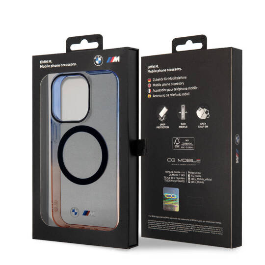 Apple iPhone 15 Pro Kılıf BMW M-safe Şarj Özellikli Transparan Renkli Çerçeveli Orjinal Lisanslı Kapak - 8