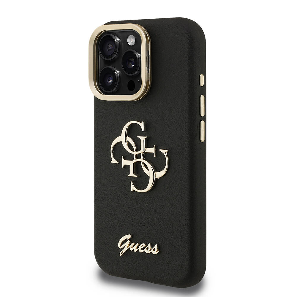 Apple iPhone 15 Pro Kılıf Guess Orjinal Lisanslı Grained Yazı Logolu Kamera Standlı Kapak - 2