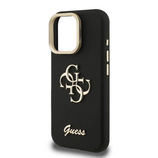 Apple iPhone 15 Pro Kılıf Guess Orjinal Lisanslı Grained Yazı Logolu Kamera Standlı Kapak - 6
