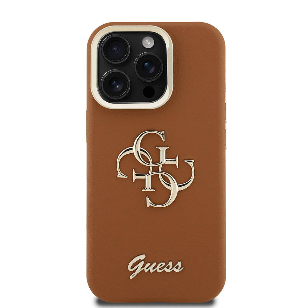 Apple iPhone 15 Pro Kılıf Guess Orjinal Lisanslı Grained Yazı Logolu Kamera Standlı Kapak - 9