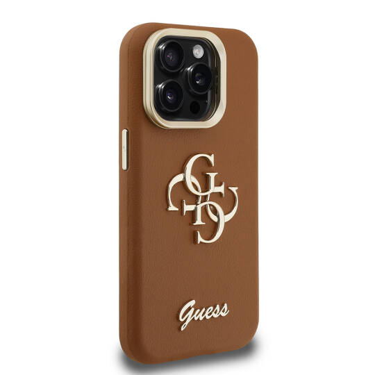 Apple iPhone 15 Pro Kılıf Guess Orjinal Lisanslı Grained Yazı Logolu Kamera Standlı Kapak - 10