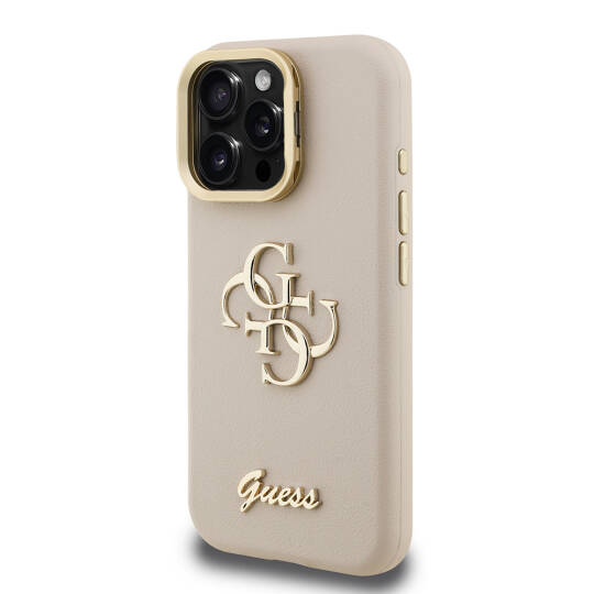 Apple iPhone 15 Pro Kılıf Guess Orjinal Lisanslı Grained Yazı Logolu Kamera Standlı Kapak - 15