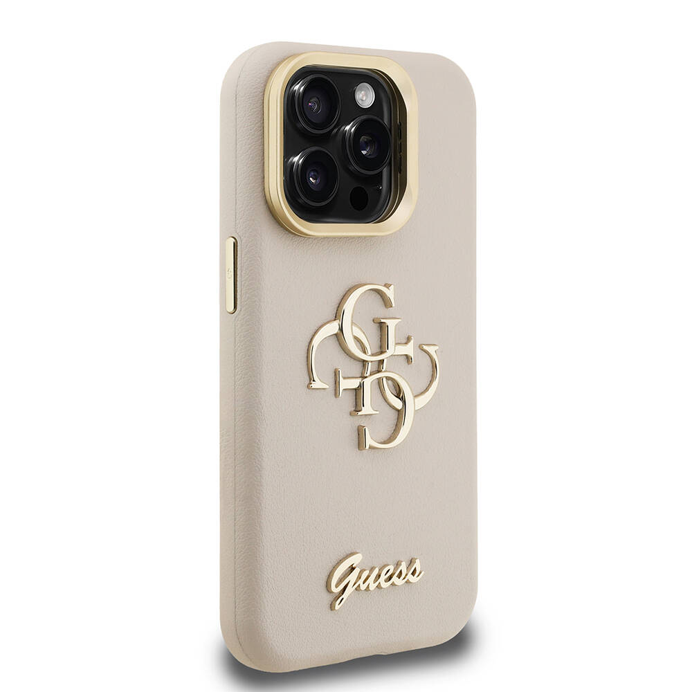 Apple iPhone 15 Pro Kılıf Guess Orjinal Lisanslı Grained Yazı Logolu Kamera Standlı Kapak - 17
