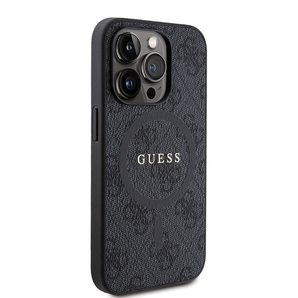 Apple iPhone 15 Pro Kılıf Guess Orjinal Lisanslı M-safe Şarj Özellikli PU Halkalı 4G Desenli Yazı Logolu Kapak - 7