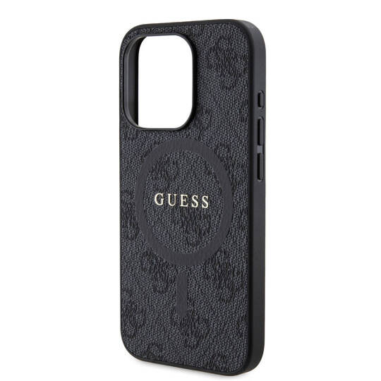 Apple iPhone 15 Pro Kılıf Guess Orjinal Lisanslı M-safe Şarj Özellikli PU Halkalı 4G Desenli Yazı Logolu Kapak - 9