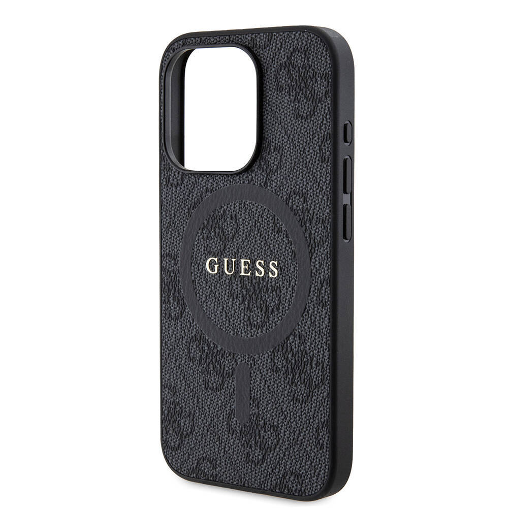 Apple iPhone 15 Pro Kılıf Guess Orjinal Lisanslı M-safe Şarj Özellikli PU Halkalı 4G Desenli Yazı Logolu Kapak - 9