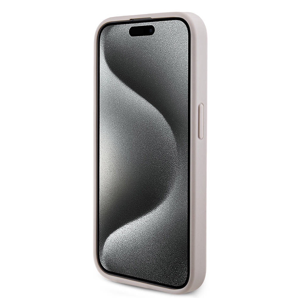 Apple iPhone 15 Pro Kılıf Guess Orjinal Lisanslı M-safe Şarj Özellikli PU Halkalı 4G Desenli Yazı Logolu Kapak - 21