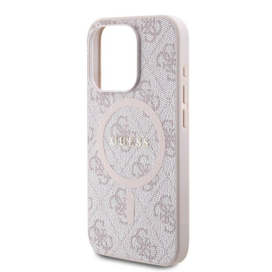 Apple iPhone 15 Pro Kılıf Guess Orjinal Lisanslı M-safe Şarj Özellikli PU Halkalı 4G Desenli Yazı Logolu Kapak - 22