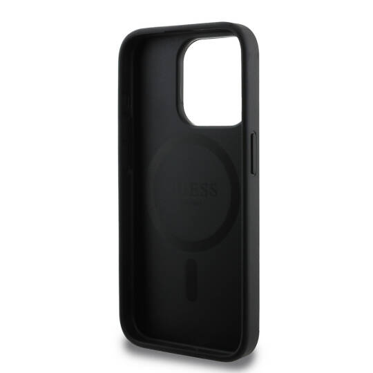 Apple iPhone 15 Pro Kılıf Guess Orjinal Lisanslı M-safe Şarj Özellikli Small 4G Classic Kapak - 15