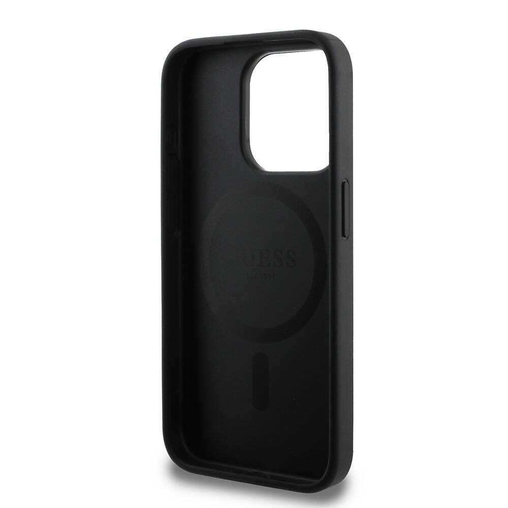 Apple iPhone 15 Pro Kılıf Guess Orjinal Lisanslı M-safe Şarj Özellikli Small 4G Classic Kapak - 15