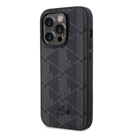 Apple iPhone 15 Pro Kılıf Lacoste Orjinal Lisanslı M-safe Şarj Özellikli PU Deri Görünümlü Karışık Monogram Desenli Kapak - 4