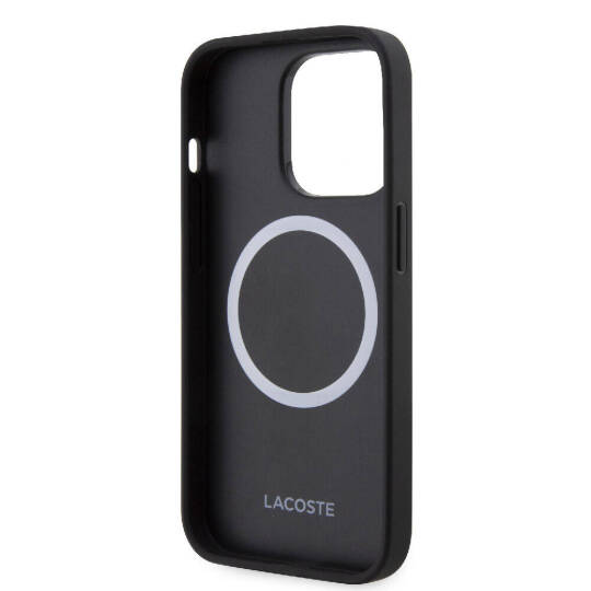 Apple iPhone 15 Pro Kılıf Lacoste Orjinal Lisanslı M-safe Şarj Özellikli PU Deri Görünümlü Karışık Monogram Desenli Kapak - 5