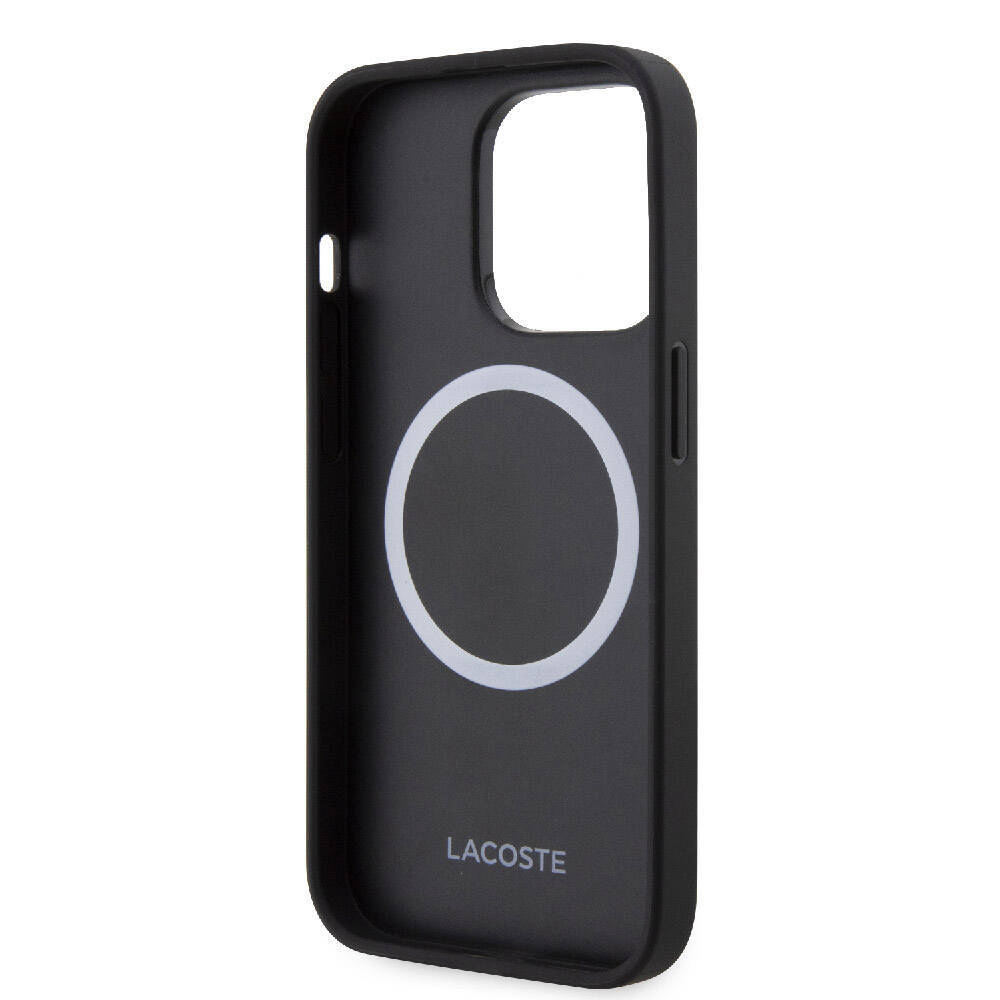 Apple iPhone 15 Pro Kılıf Lacoste Orjinal Lisanslı M-safe Şarj Özellikli PU Deri Görünümlü Karışık Monogram Desenli Kapak - 5