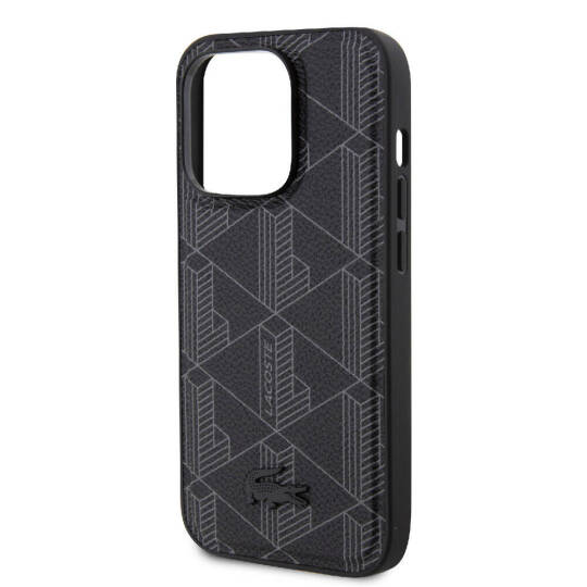 Apple iPhone 15 Pro Kılıf Lacoste Orjinal Lisanslı M-safe Şarj Özellikli PU Deri Görünümlü Karışık Monogram Desenli Kapak - 11