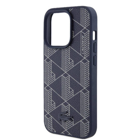Apple iPhone 15 Pro Kılıf Lacoste Orjinal Lisanslı M-safe Şarj Özellikli PU Deri Görünümlü Karışık Monogram Desenli Kapak - 20