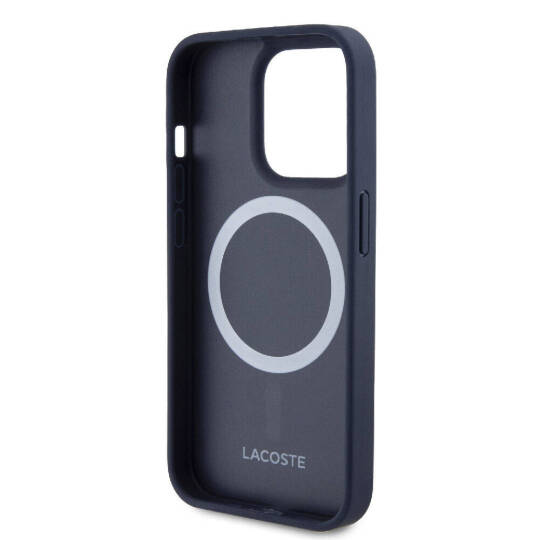 Apple iPhone 15 Pro Kılıf Lacoste Orjinal Lisanslı M-safe Şarj Özellikli PU Deri Görünümlü Karışık Monogram Desenli Kapak - 21