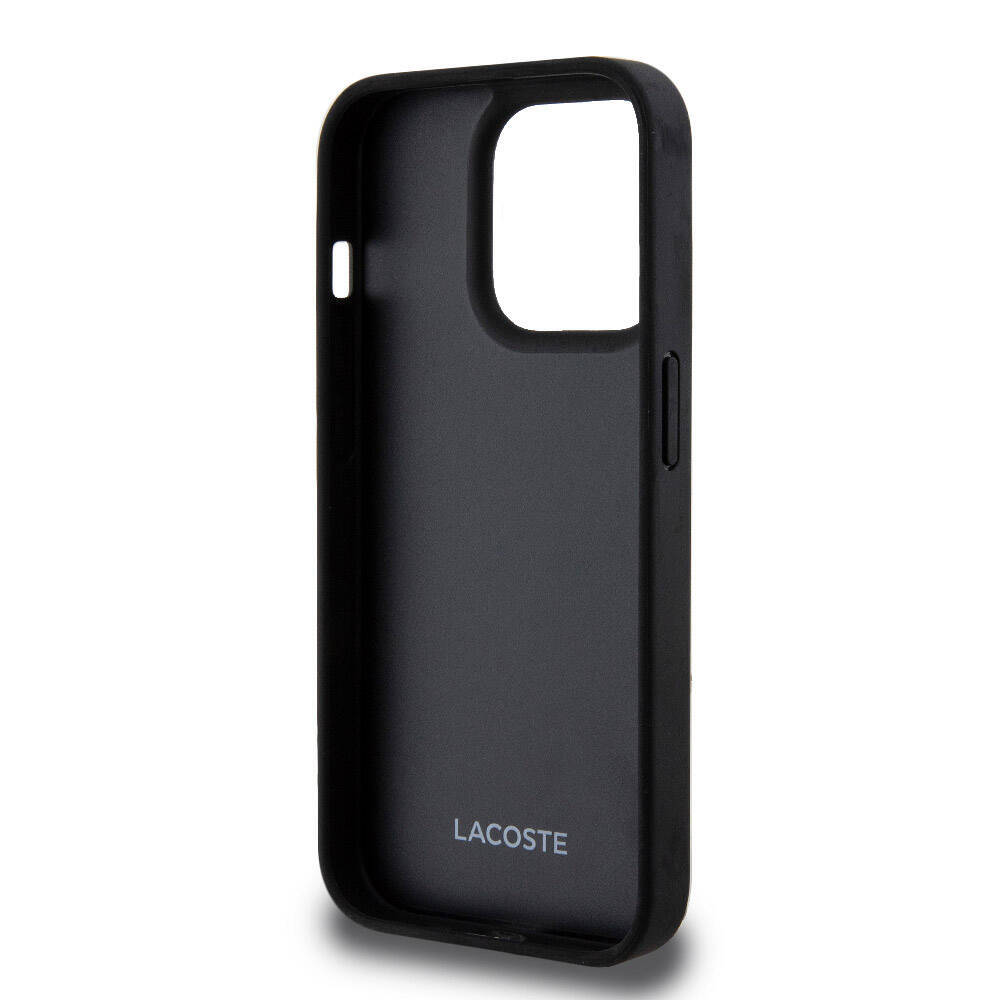 Apple iPhone 15 Pro Kılıf Lacoste Orjinal Lisanslı M-safe Şarj Özellikli PU Deri Görünümlü Kartlıklı Karışık Monogram Desenli Kapak - 10