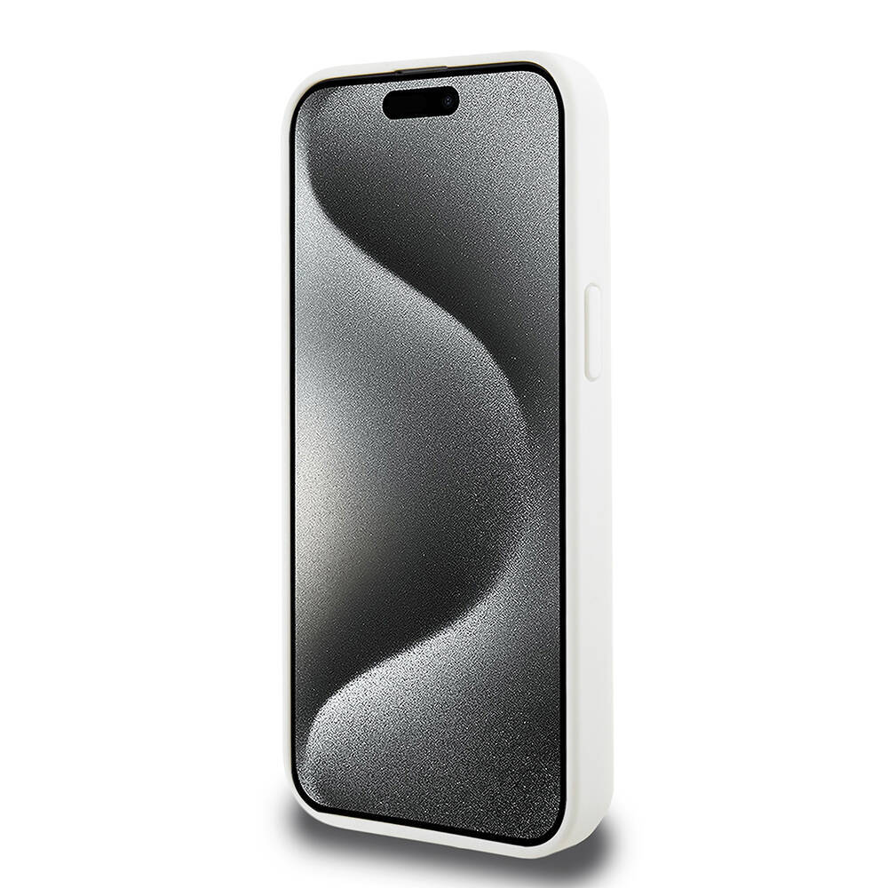 Apple iPhone 15 Pro Kılıf Lacoste Orjinal Lisanslı M-safe Şarj Özellikli PU Deri Görünümlü Kartlıklı Karışık Monogram Desenli Kapak - 15