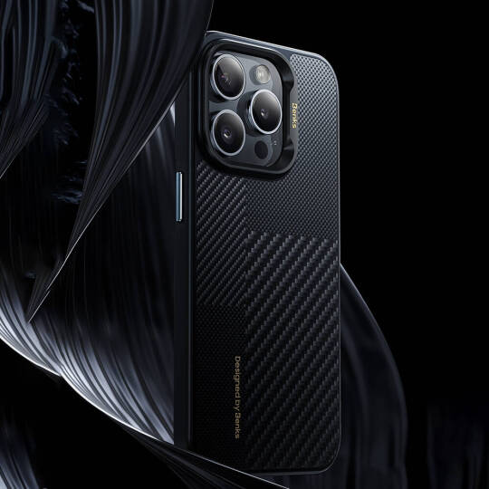 Apple iPhone 15 Pro Kılıf M-safe Şarj Özellikli Karbon Fiber Benks Montage Hybrid ArmorPro Kevlar Kapak - 4