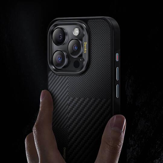 Apple iPhone 15 Pro Kılıf M-safe Şarj Özellikli Karbon Fiber Benks Montage Hybrid ArmorPro Kevlar Kapak - 9