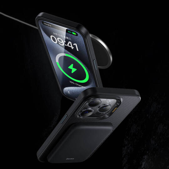 Apple iPhone 15 Pro Kılıf M-safe Şarj Özellikli Karbon Fiber Benks Montage Hybrid ArmorPro Kevlar Kapak - 11