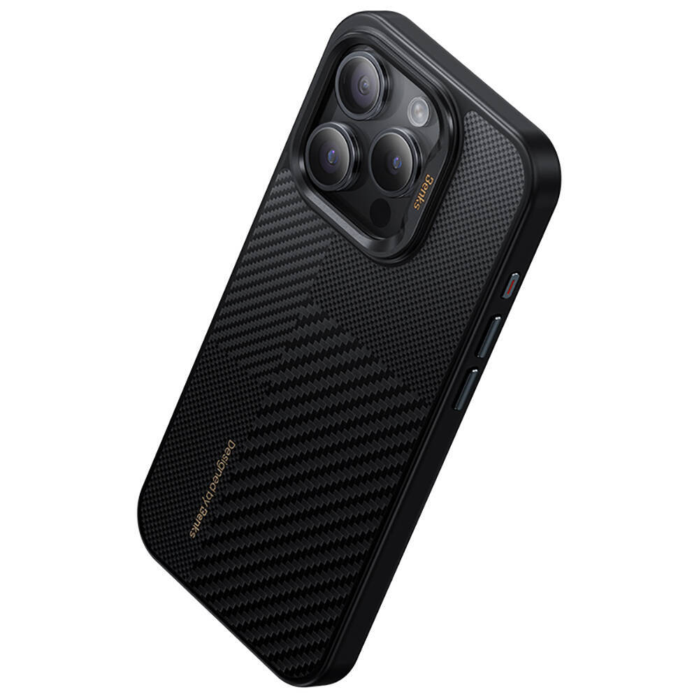 Apple iPhone 15 Pro Kılıf M-safe Şarj Özellikli Karbon Fiber Benks Montage Hybrid ArmorPro Kevlar Kapak - 12