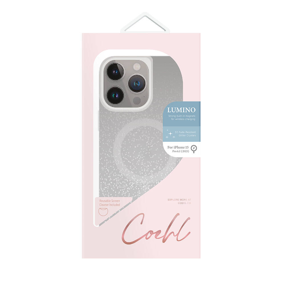 Apple iPhone 15 Pro Kılıf M-safe Şarj Özellikli Simli Arka Yüzey Coehl Lumino Kapak - 4