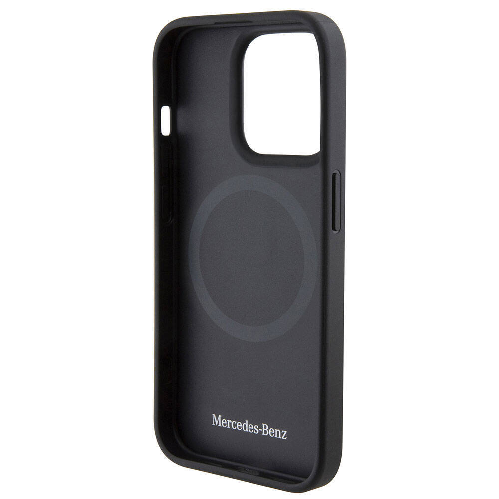 Apple iPhone 15 Pro Kılıf Mercedes Benz Orjinal Lisanslı M-safe Şarj Özellikli Baskı Logolu Paralel Çizgi Desenli Deri Kapak - 8