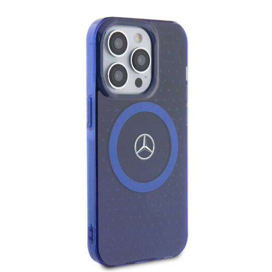 Apple iPhone 15 Pro Kılıf Mercedes Benz Orjinal Lisanslı M-safe Şarj Özellikli Çift Katmanlı Mavi Yıldız Desenli Kapak - 4