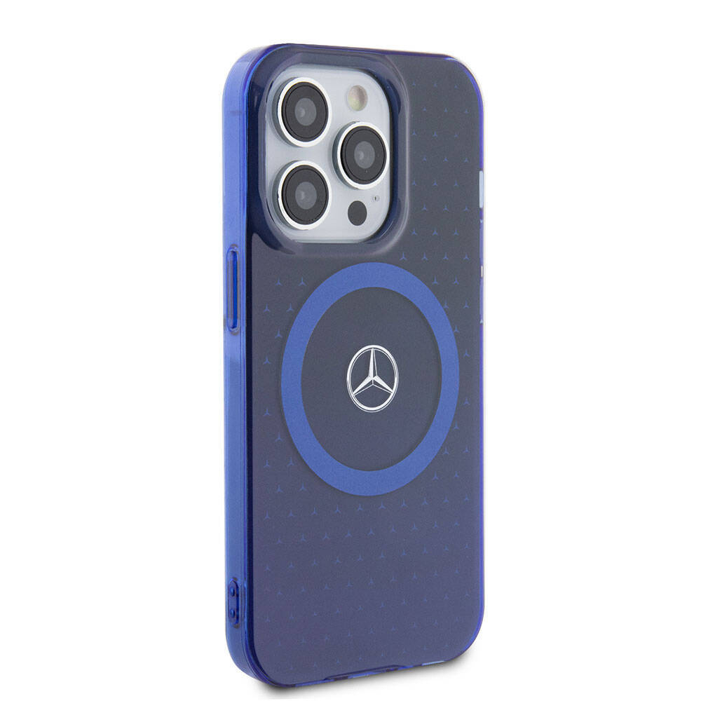 Apple iPhone 15 Pro Kılıf Mercedes Benz Orjinal Lisanslı M-safe Şarj Özellikli Çift Katmanlı Mavi Yıldız Desenli Kapak - 4