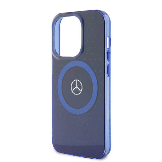 Apple iPhone 15 Pro Kılıf Mercedes Benz Orjinal Lisanslı M-safe Şarj Özellikli Çift Katmanlı Mavi Yıldız Desenli Kapak - 6