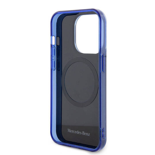 Apple iPhone 15 Pro Kılıf Mercedes Benz Orjinal Lisanslı M-safe Şarj Özellikli Çift Katmanlı Mavi Yıldız Desenli Kapak - 7