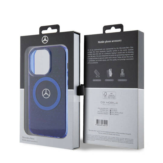 Apple iPhone 15 Pro Kılıf Mercedes Benz Orjinal Lisanslı M-safe Şarj Özellikli Çift Katmanlı Mavi Yıldız Desenli Kapak - 8