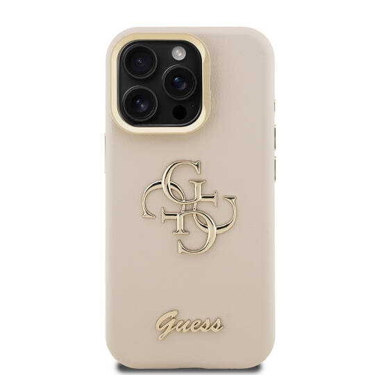 Apple iPhone 15 Pro Max Kılıf Guess Orjinal Lisanslı Grained Yazı Logolu Kamera Standlı Kapak - 21