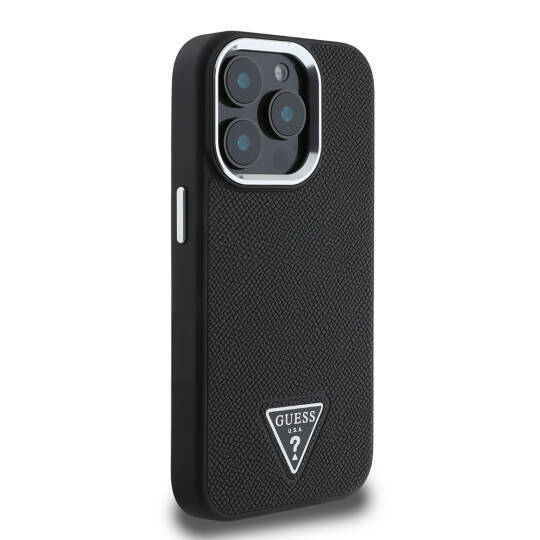 Apple iPhone 15 Pro Max Kılıf Guess Orjinal Lisanslı M-safe Şarj Özellikli Grained Triangle Kapak - 4