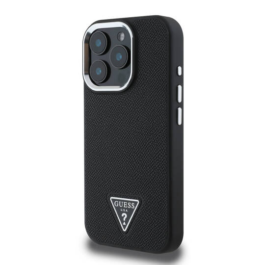 Apple iPhone 15 Pro Max Kılıf Guess Orjinal Lisanslı M-safe Şarj Özellikli Grained Triangle Kapak - 5