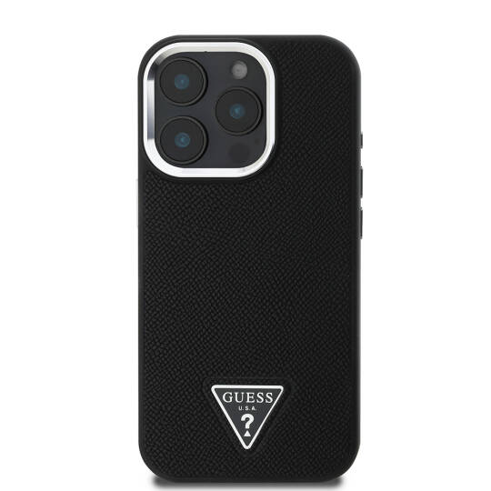 Apple iPhone 15 Pro Max Kılıf Guess Orjinal Lisanslı M-safe Şarj Özellikli Grained Triangle Kapak - 6