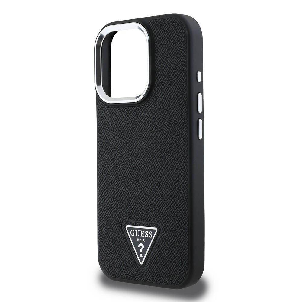 Apple iPhone 15 Pro Max Kılıf Guess Orjinal Lisanslı M-safe Şarj Özellikli Grained Triangle Kapak - 8