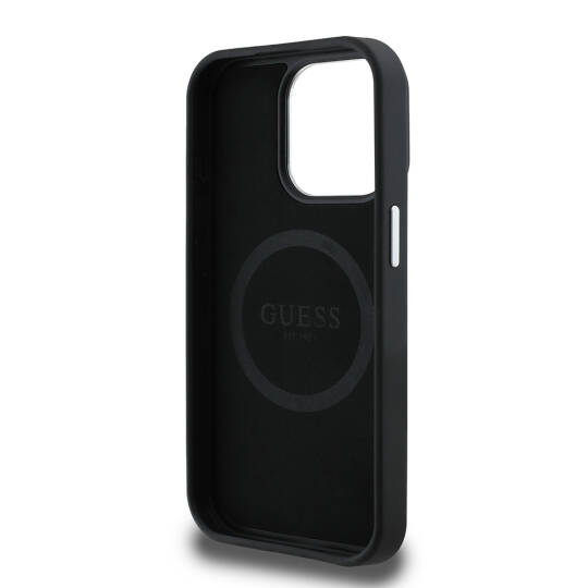 Apple iPhone 15 Pro Max Kılıf Guess Orjinal Lisanslı M-safe Şarj Özellikli Grained Triangle Kapak - 9