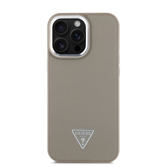 Apple iPhone 15 Pro Max Kılıf Guess Orjinal Lisanslı M-safe Şarj Özellikli Grained Triangle Kapak - 12