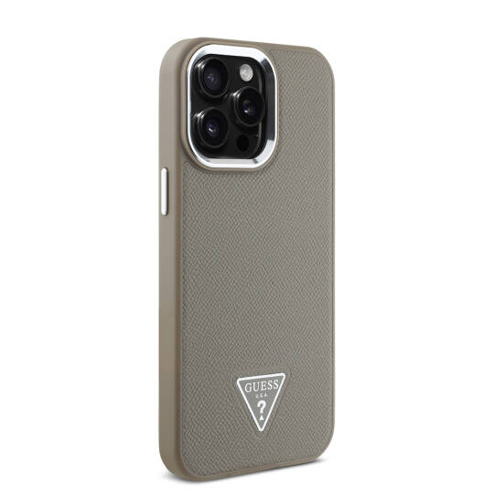 Apple iPhone 15 Pro Max Kılıf Guess Orjinal Lisanslı M-safe Şarj Özellikli Grained Triangle Kapak - 13