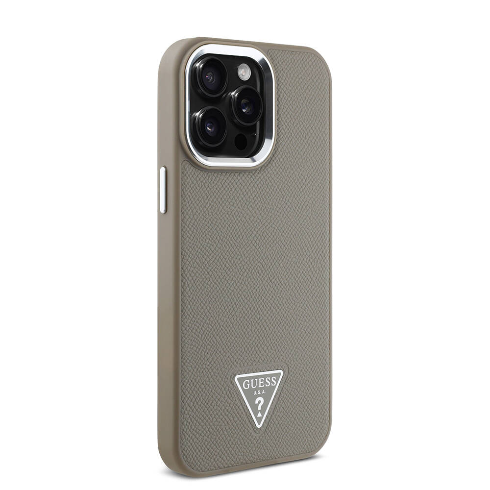 Apple iPhone 15 Pro Max Kılıf Guess Orjinal Lisanslı M-safe Şarj Özellikli Grained Triangle Kapak - 13