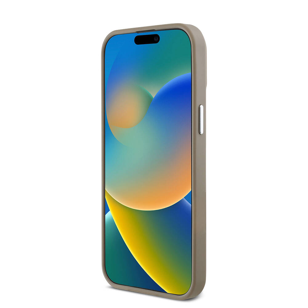 Apple iPhone 15 Pro Max Kılıf Guess Orjinal Lisanslı M-safe Şarj Özellikli Grained Triangle Kapak - 14