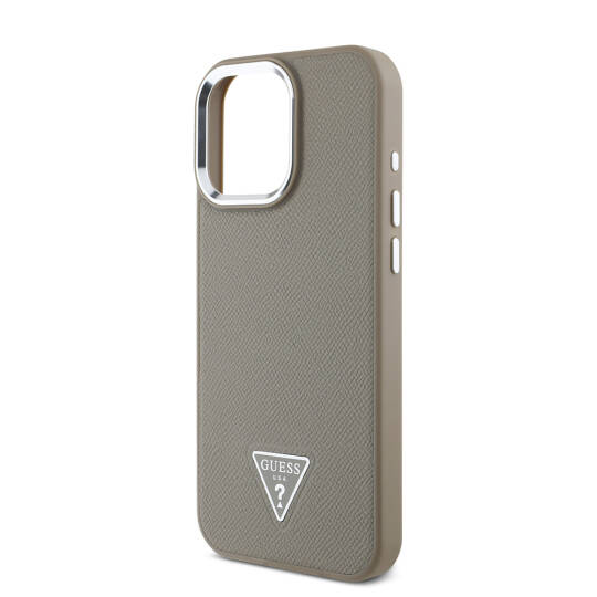 Apple iPhone 15 Pro Max Kılıf Guess Orjinal Lisanslı M-safe Şarj Özellikli Grained Triangle Kapak - 15