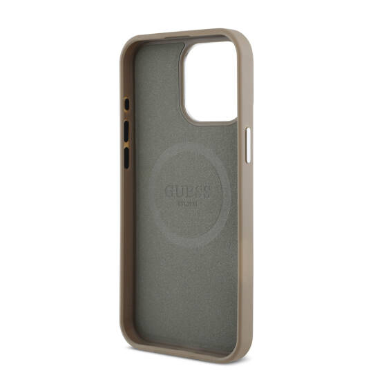 Apple iPhone 15 Pro Max Kılıf Guess Orjinal Lisanslı M-safe Şarj Özellikli Grained Triangle Kapak - 16