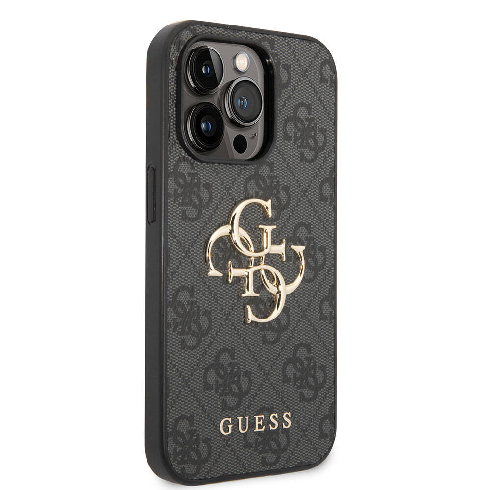 Apple iPhone 15 Pro Max Kılıf Guess Orjinal Lisanslı PU Deri Yazı ve 4G Metal Logolu Desenli Kapak - 22
