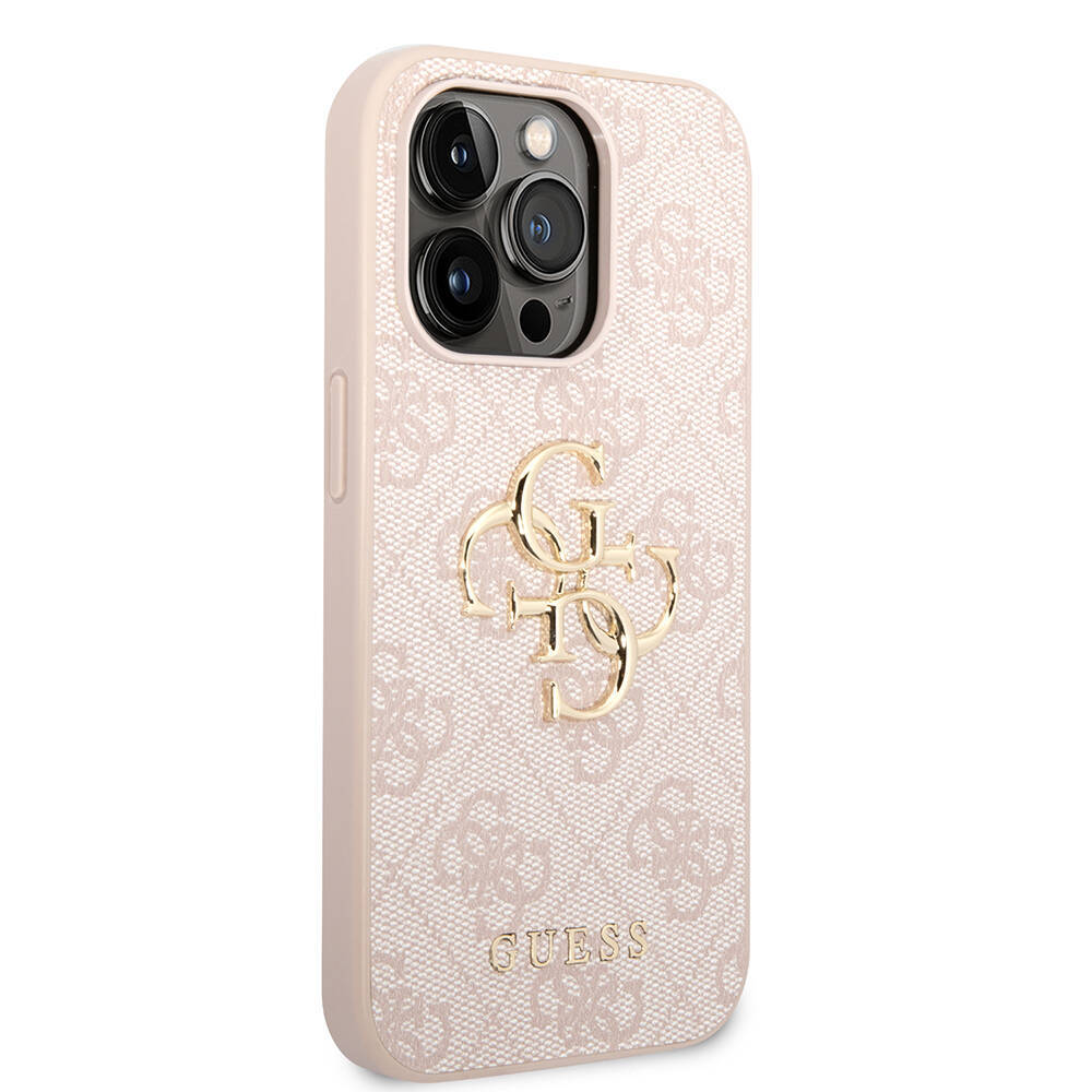 Apple iPhone 15 Pro Max Kılıf Guess Orjinal Lisanslı PU Deri Yazı ve 4G Metal Logolu Desenli Kapak - 21