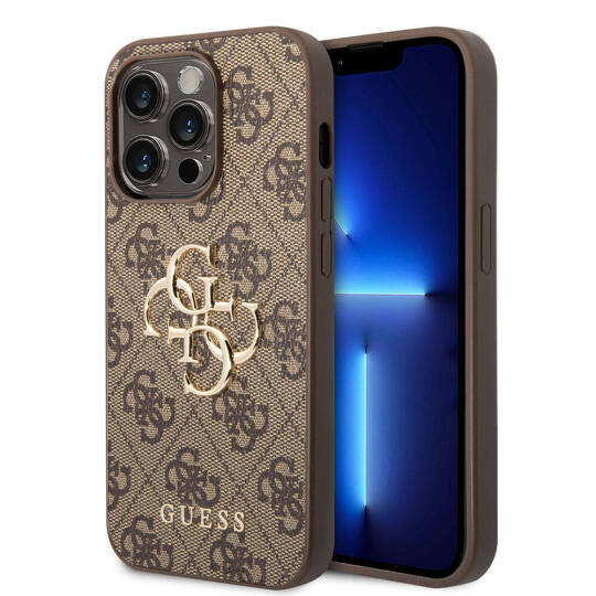 Apple iPhone 15 Pro Max Kılıf Guess Orjinal Lisanslı PU Deri Yazı ve 4G Metal Logolu Desenli Kapak - 8