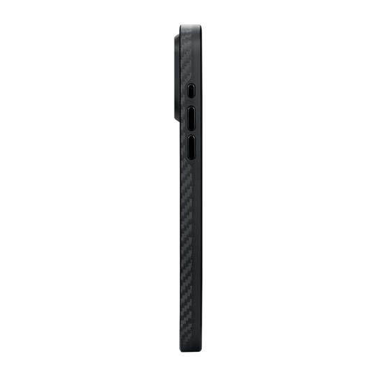 Apple iPhone 15 Pro Max Kılıf M-safe Şarj Özellikli 1500D Aramid Karbon Fiber Pitaka Military-Grade Classic Serisi Black-Grey Twill Kapak - 7