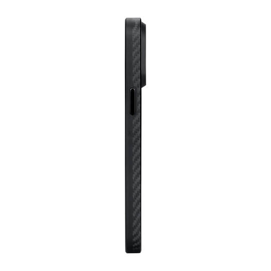 Apple iPhone 15 Pro Max Kılıf M-safe Şarj Özellikli 1500D Aramid Karbon Fiber Pitaka Military-Grade Classic Serisi Black-Grey Twill Kapak - 8
